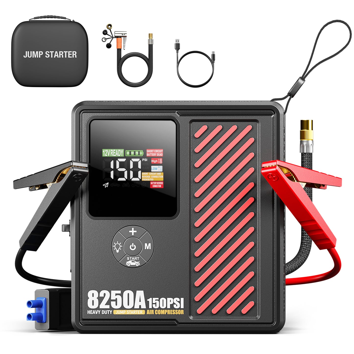 Heavy Duty Car Jump Starter with Air Pump 8250A 22,000mAh