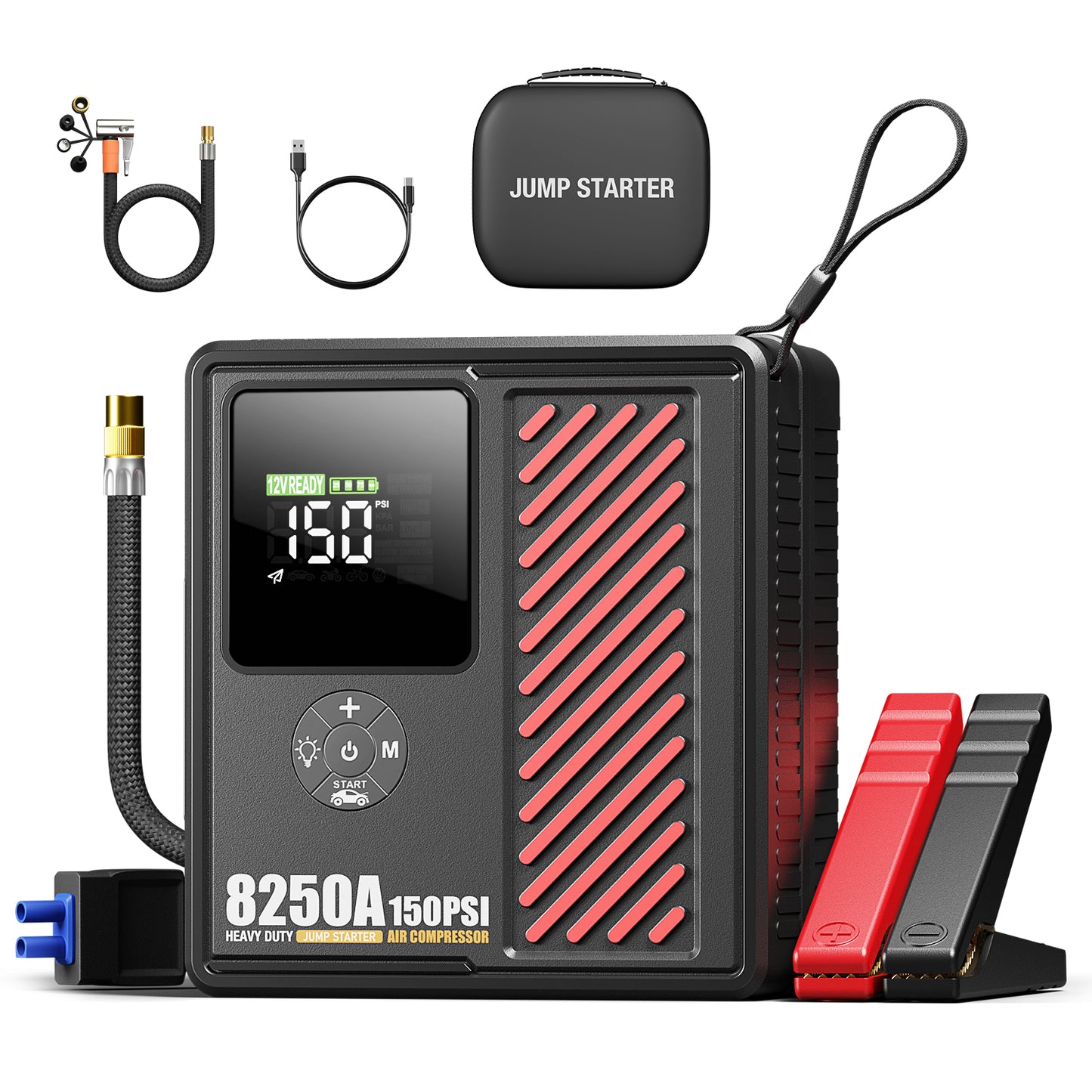 Heavy Duty Car Jump Starter with Air Pump 8250A 22,000mAh