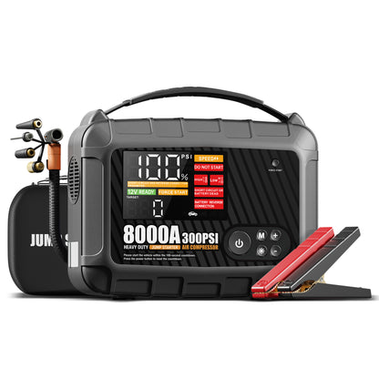 8000A, 28000mAh PRO MAX Heavy Duty Jump Starter with Air Compressor